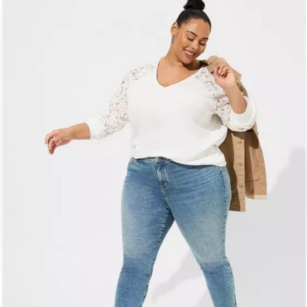 Torrid White Lace Sleeve Women's Top